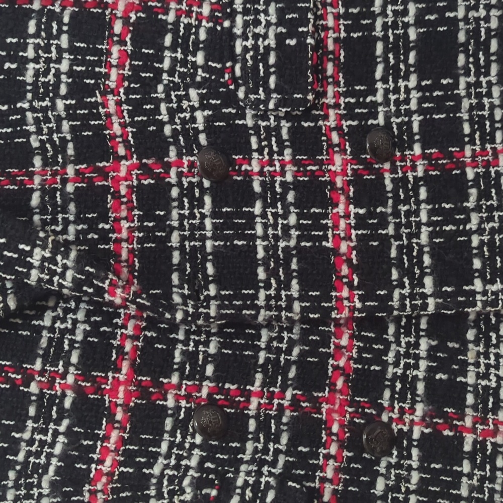 Massimo Dutti Women's Black and Red Plaid Coat - Picture 2 of 13